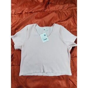NWT Oak +‎ Fort Women's Babydoll Size XL T-Shirt Pink/Rose 90s Top Blouse NEW
